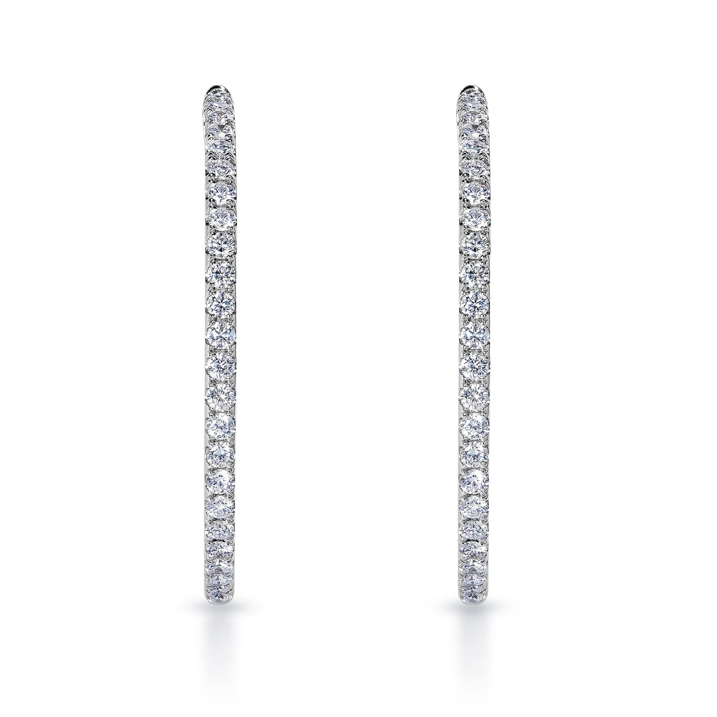 Kamari 2 Carat Round Brilliant Diamond 34.5 mm Hoop Earrings Front View