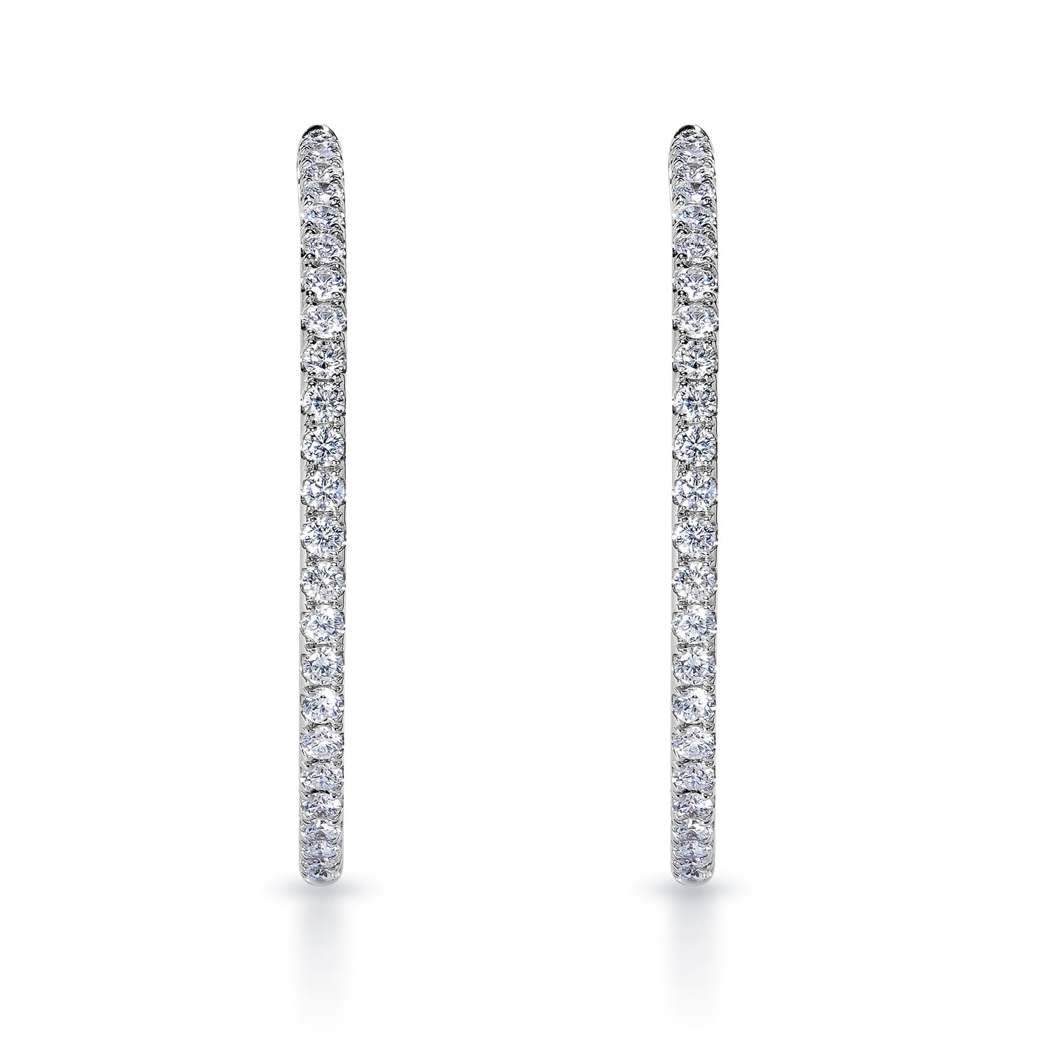 Kamari 2 Carat Round Brilliant Diamond 34.5 mm Hoop Earrings Front View