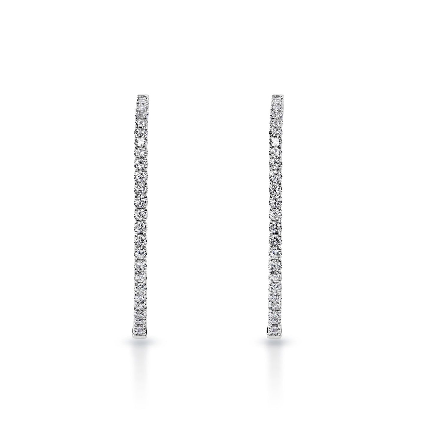 Anne 4 Carat Round Brilliant Diamond 37 mm Hoop Earrings Front View