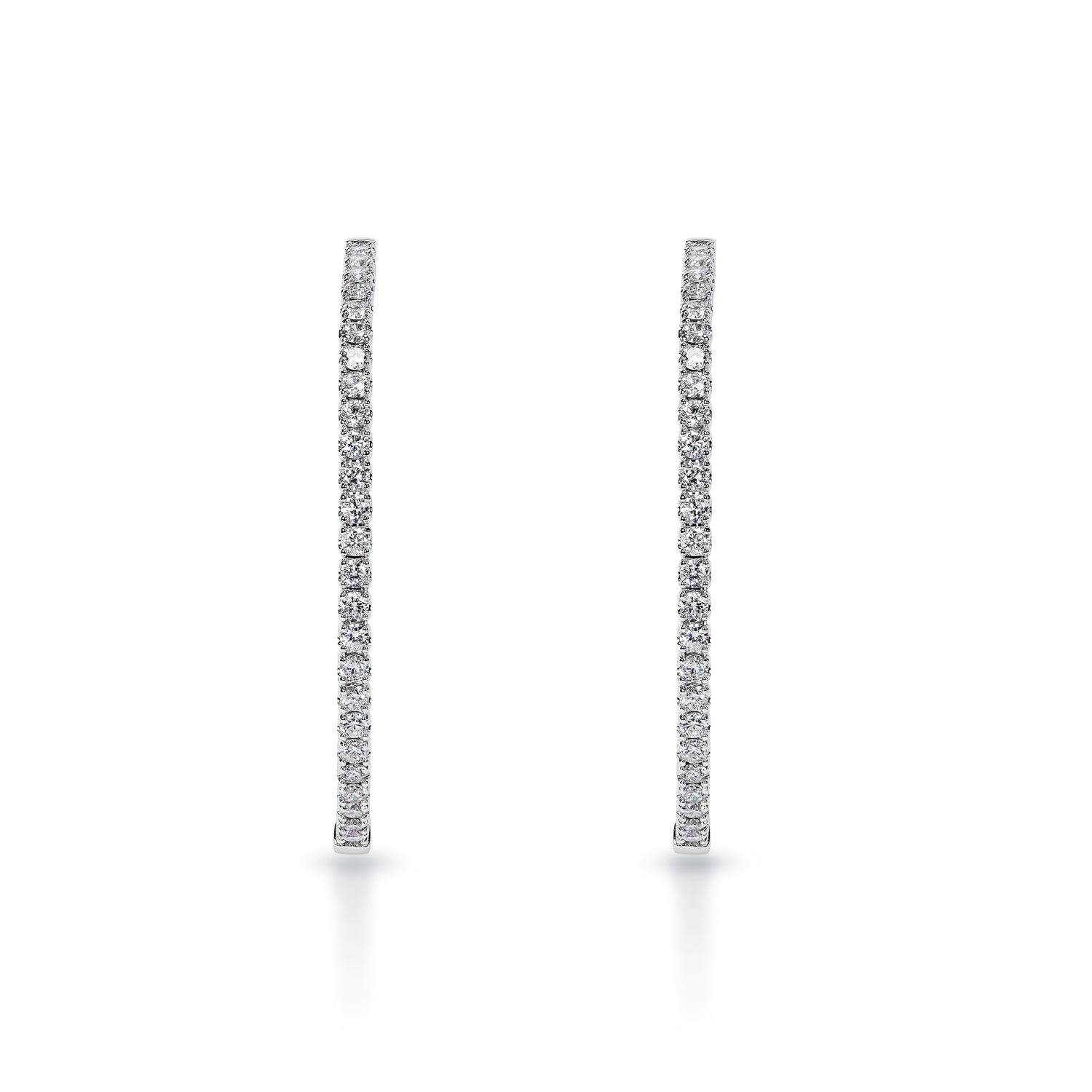 Anne 4 Carat Round Brilliant Diamond 37 mm Hoop Earrings Front View