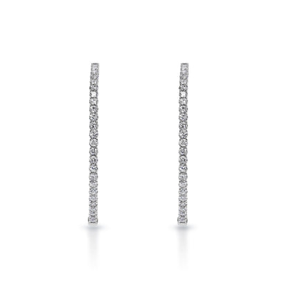 Anne 4 Carat Round Brilliant Diamond 37 mm Hoop Earrings Front View