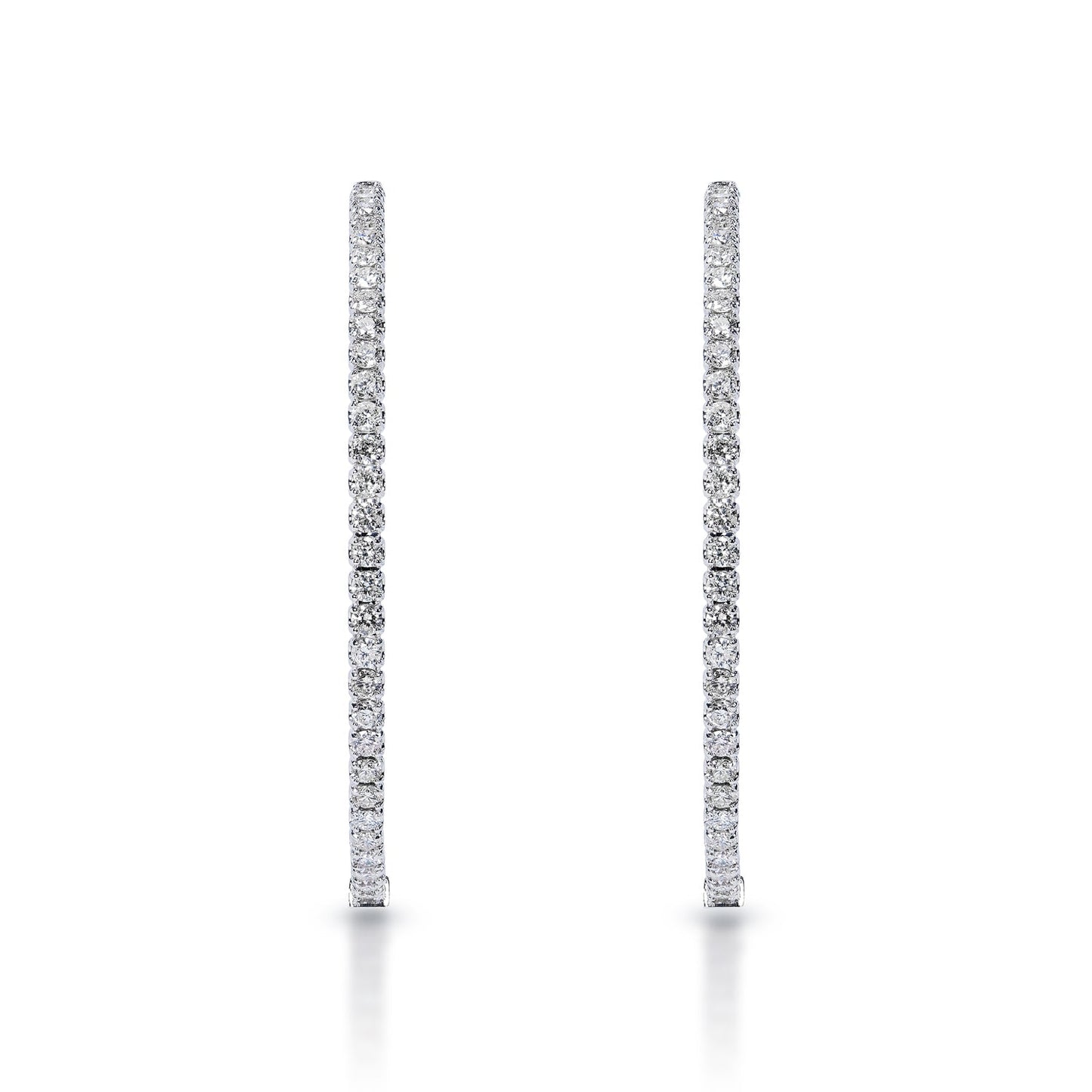 Jenna 3.25 Carat Round Brilliant Diamond Hoop Earrings in 14k White Gold Front View