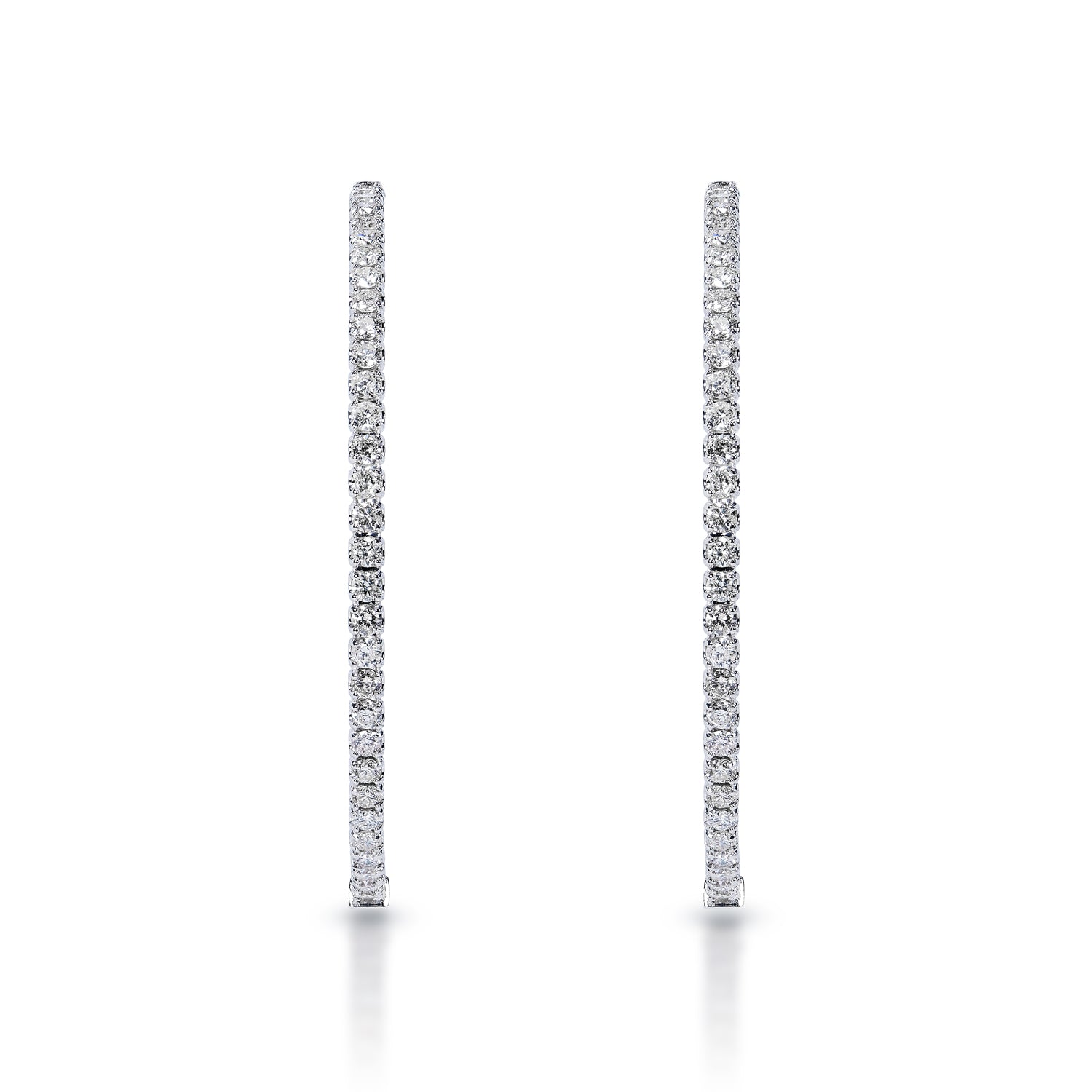 Jenna 3.25 Carat Round Brilliant Diamond Hoop Earrings in 14k White Gold Front View