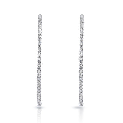 Kylee 4 Carat Round Brilliant Diamond 56 mm Hoop Earrings Front View