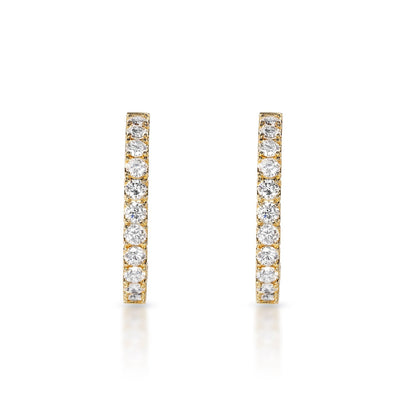 Danna 6 Carat Round Brilliant Diamond Hoop Earrings in 14k Yellow Gold Front View