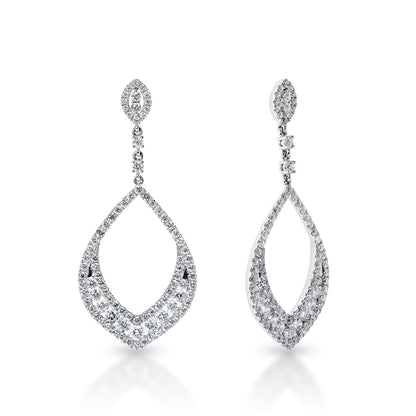 Sofia 5 Carat Diamond Dangle Earrings in 14 Karat White Gold