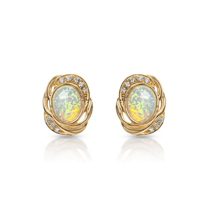 Mary 0.25 Carats 16 Diamonds Round Brilliant Stud Earrings in 14k Yellow Gold Front View