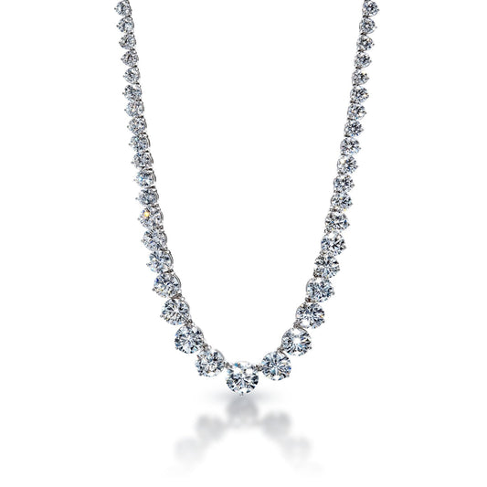 Lotty 85 Carats Round Brilliant Diamond Necklace in 14k White Gold Front View