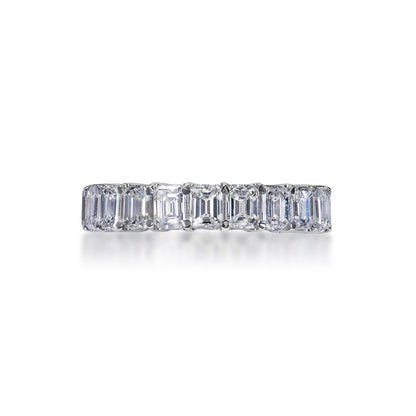 Allie 5 Carat Emerald Cut Diamond Eternity Band in 14k White Gold Shared Prong Front View