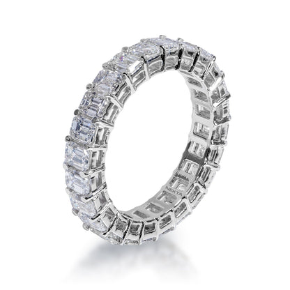 Julian 5 Carat Emerald Cut Diamond Eternity Band in 14k White Gold Shared Prong Side View