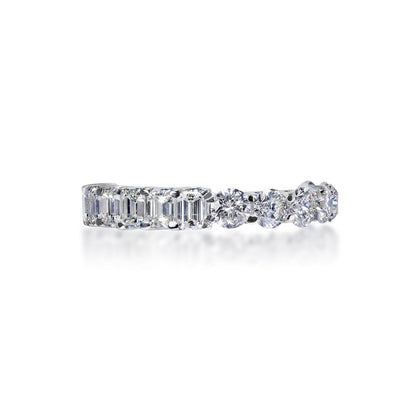 Anaya 3 Carat Combine Mix Shape Diamond Eternity Band in 14k White Gold U-Shape Shared Prong Front View