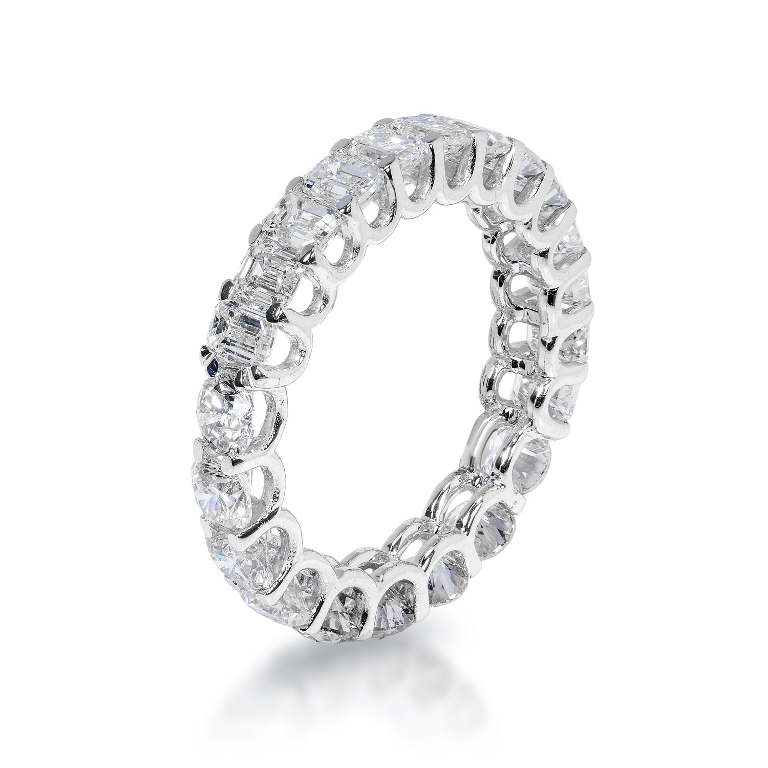 Anaya 3 Carat Combine Mix Shape Diamond Eternity Band in 14k White Gold U-Shape Shared Prong Side View