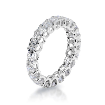 Anaya 3 Carat Combine Mix Shape Diamond Eternity Band in 14k White Gold U-Shape Shared Prong Side View