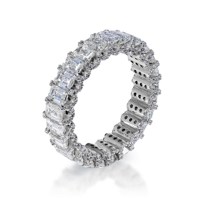 Malani 5 Carat Combine Mix Shape Diamond Eternity Band in 18k White Gold U-Shape Shared Prong Side View