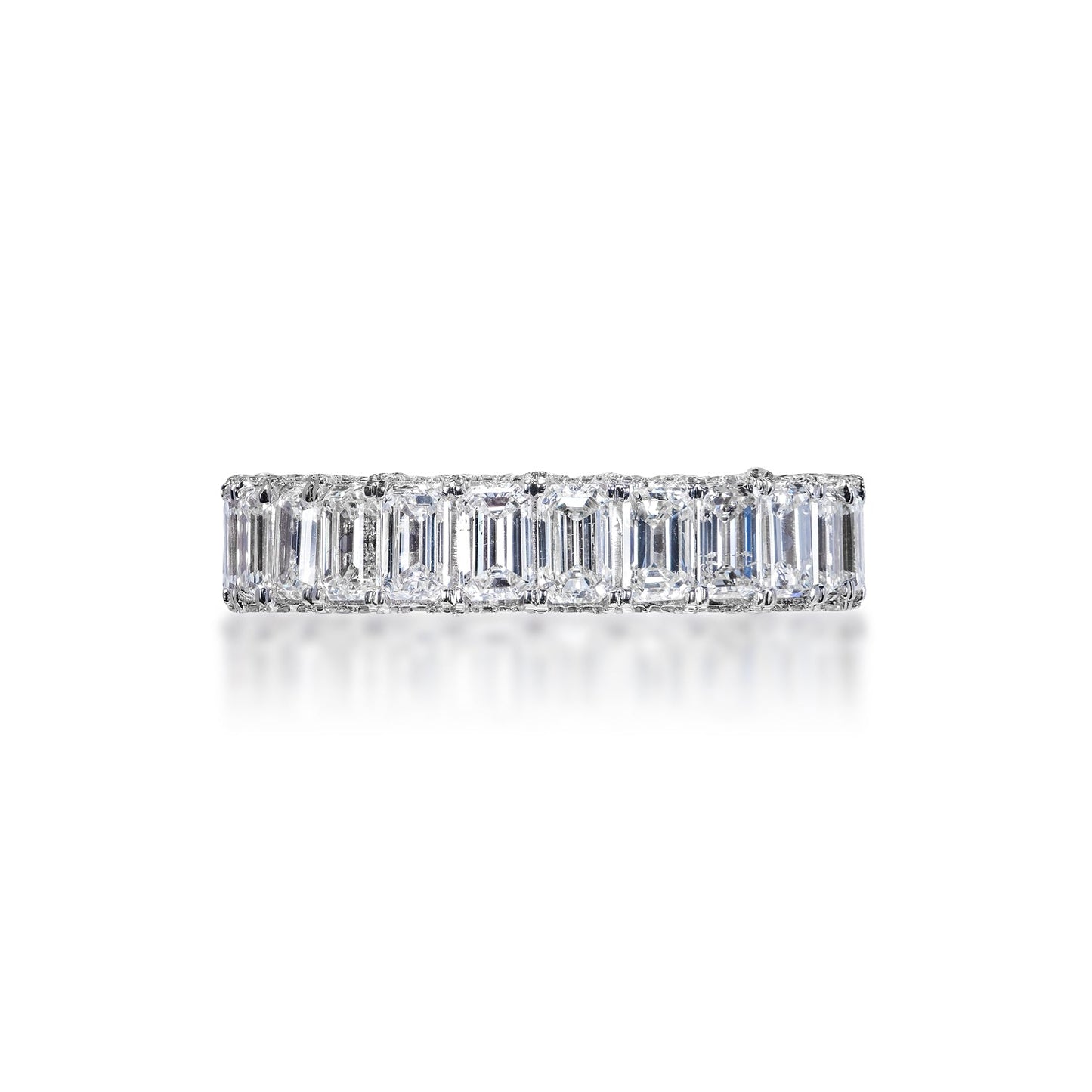 Malani 5 Carat Combine Mix Shape Diamond Eternity Band in 18k White Gold U-Shape Shared Prong Front View