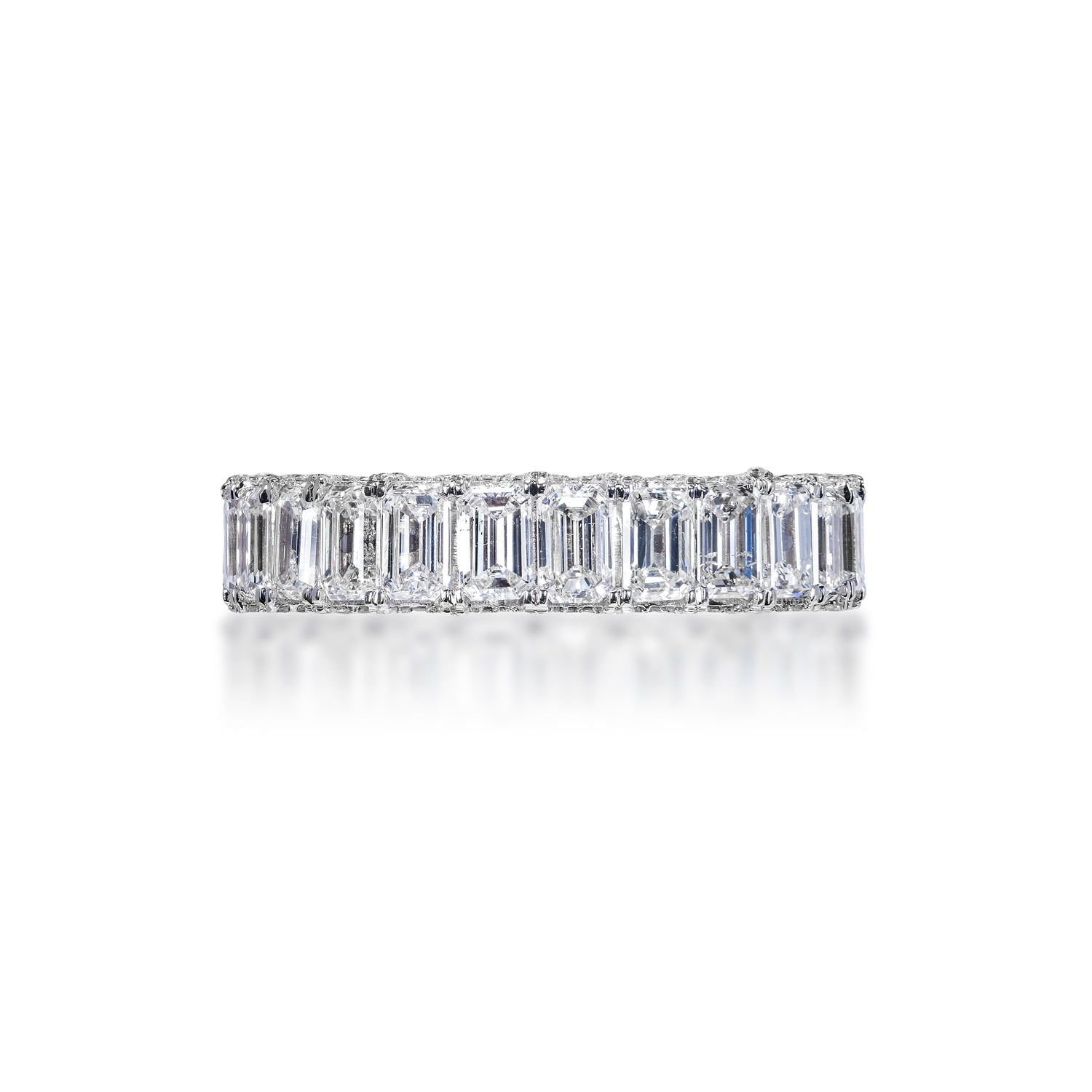 Malani 5 Carat Combine Mix Shape Diamond Eternity Band in 18k White Gold U-Shape Shared Prong Front View