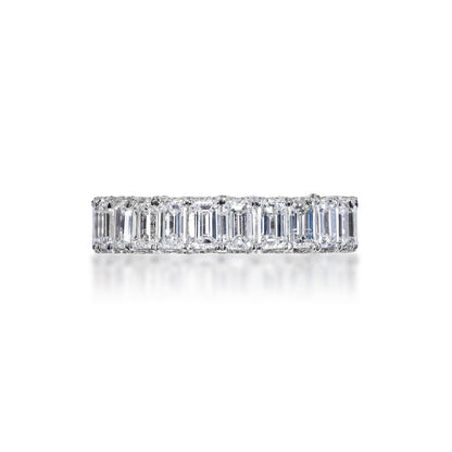 Malani 5 Carat Combine Mix Shape Diamond Eternity Band in 18k White Gold U-Shape Shared Prong Front View