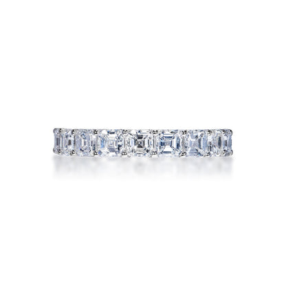 Parker 4 Carat Asscher Cut Diamond Eternity Band in 14k White Gold Shared Prong Front View