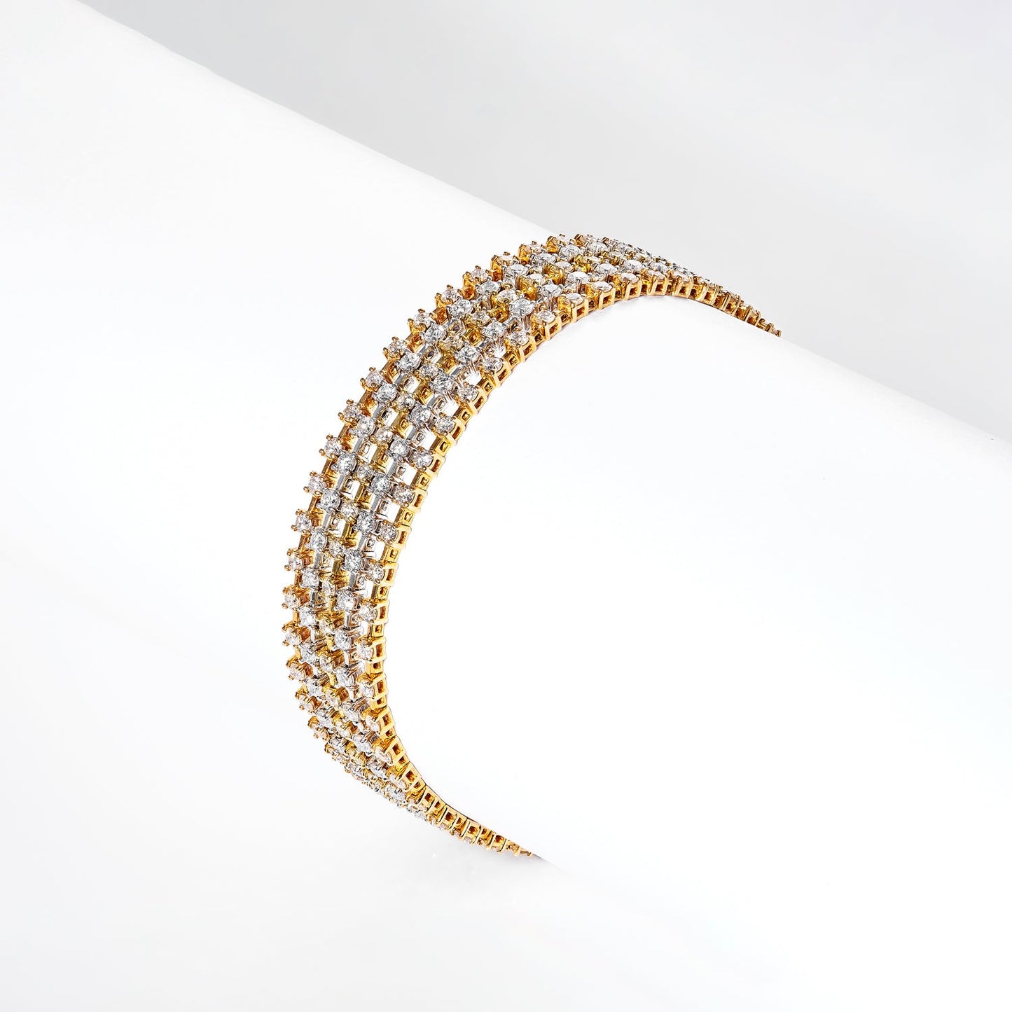 Jazmin 7 Carat 4 Row Diamond Bracelet in 18k Yellow Gold