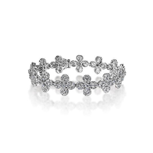 Florence 9 Carat Round Brilliant Diamond Bracelet in 18k White Gold Full View