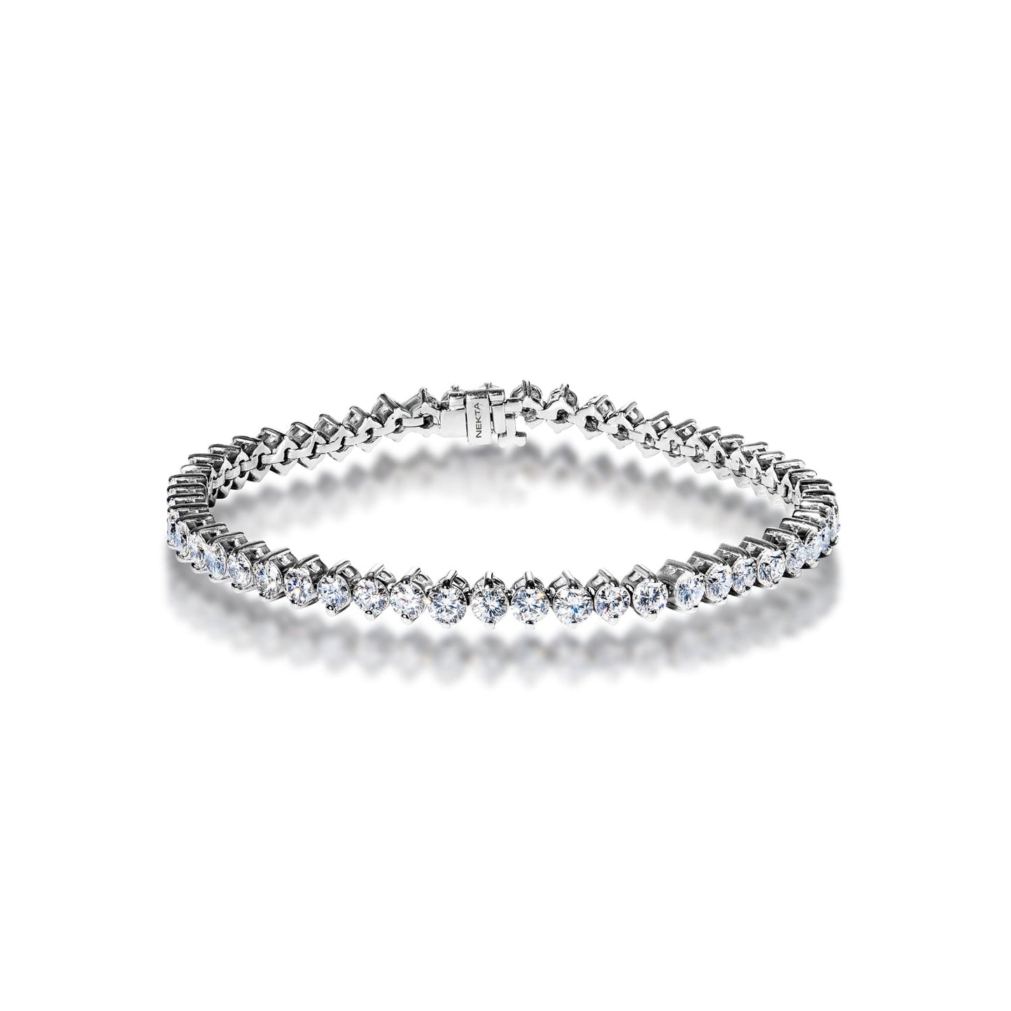 Paige 7 Carat Round Brilliant Diamond Single Row Bracelet in 14k White Gold Full View