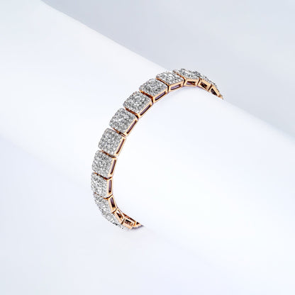 Dahlia 9 Carat Round Brilliant Diamond Bracelet in 14k Yellow Gold