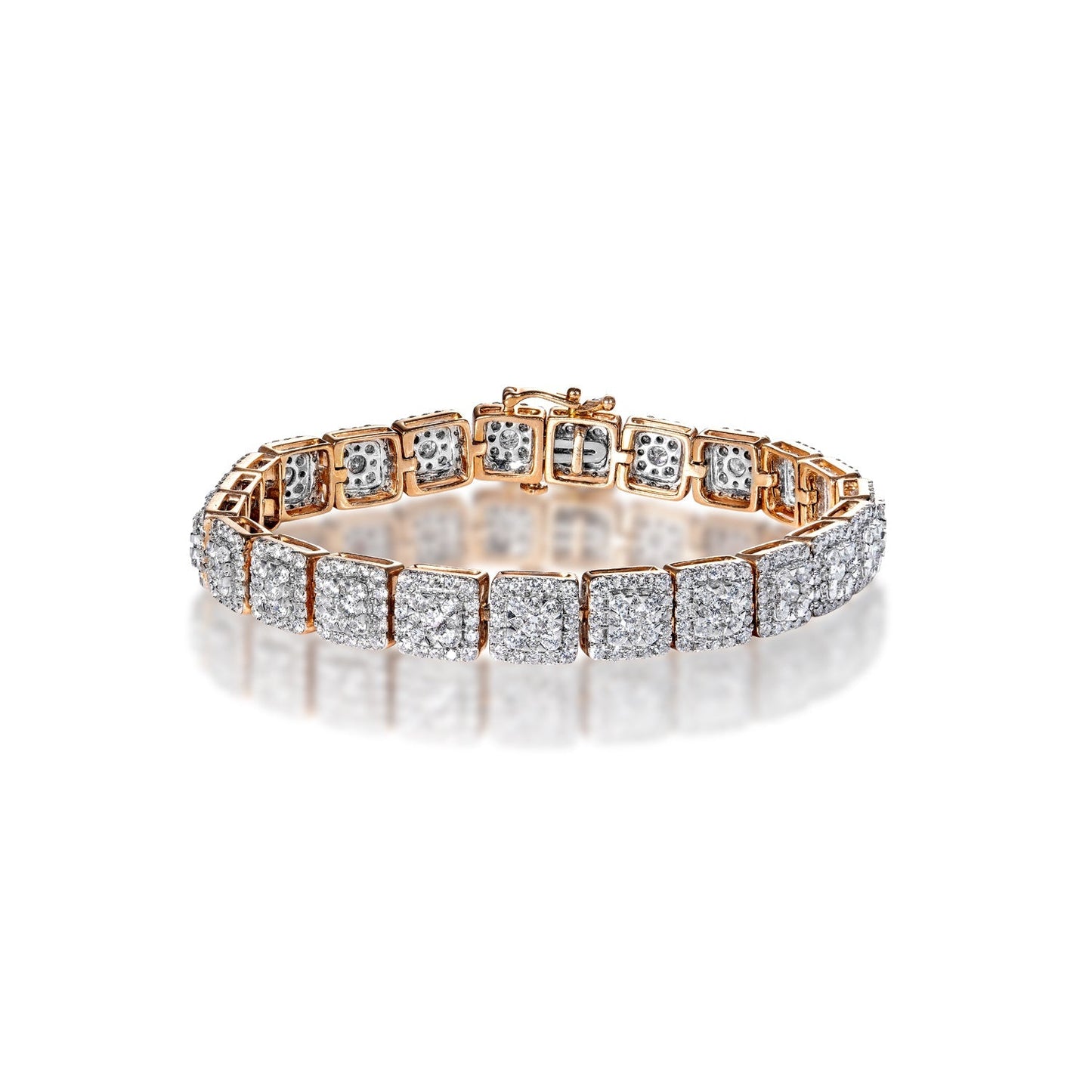 Dahlia 9 Carat Round Brilliant Diamond Bracelet in 14k Yellow Gold Full View