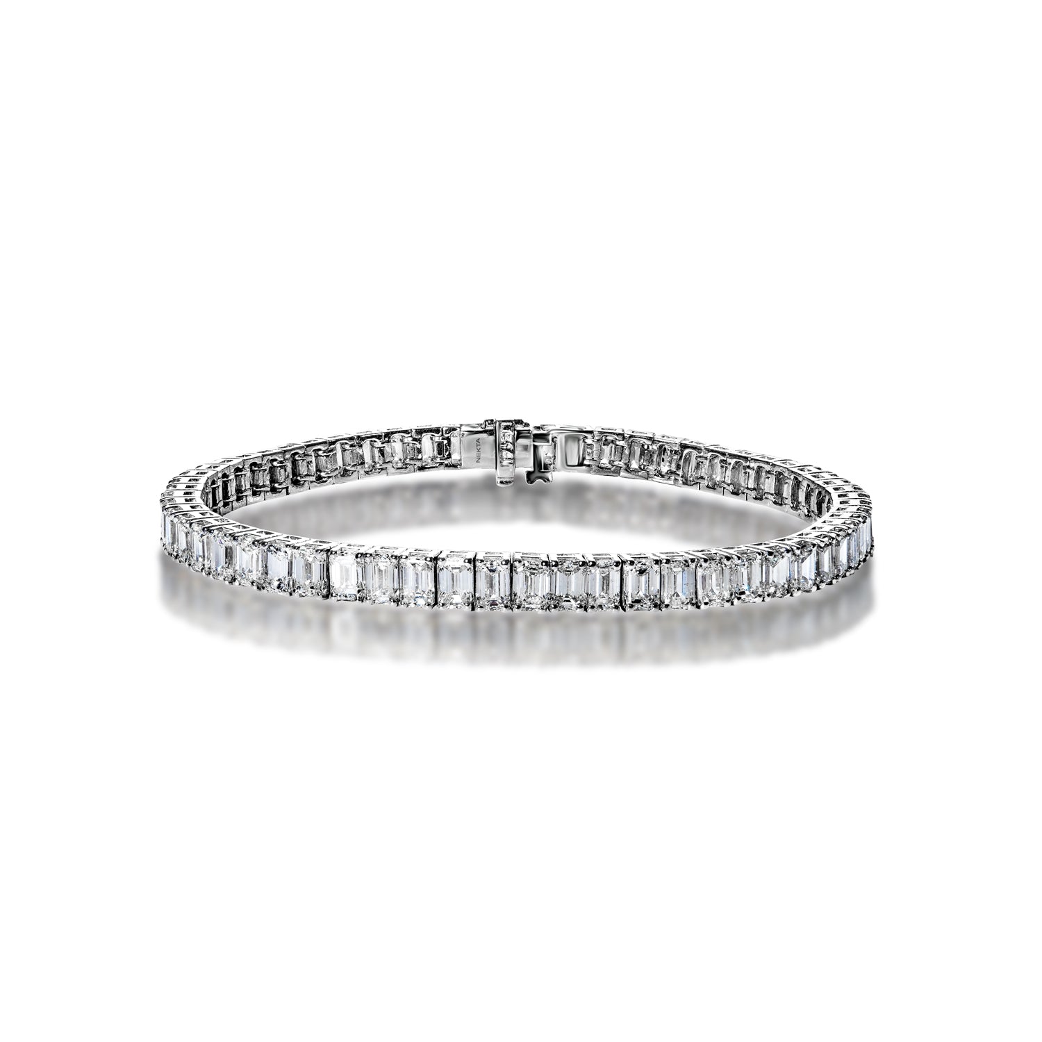 Jayla 18 Carat Emerald Cut Diamond Bracelet in 14k White Gold Full View