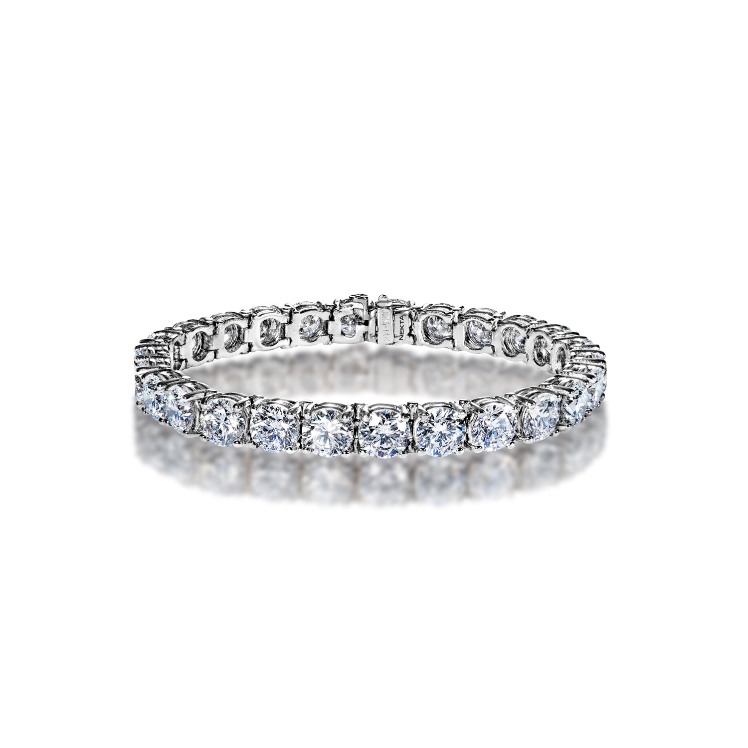 Legacy 27 Carat D-F Round Brilliant Lab Grown Single Row Diamond Bracelet in 14k White Gold Full View