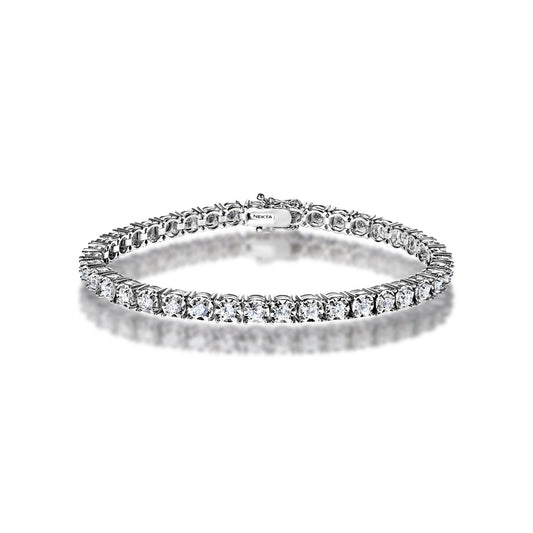 Maia 3 Carat Round Brilliant Single Row Bracelet in 14k White Gold Full View