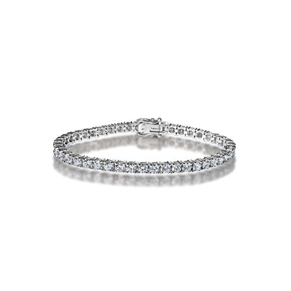 Libby 9 Carat Round Brilliant Lab Grown Single Row Diamond Bracelet in 14k White Gold Full View