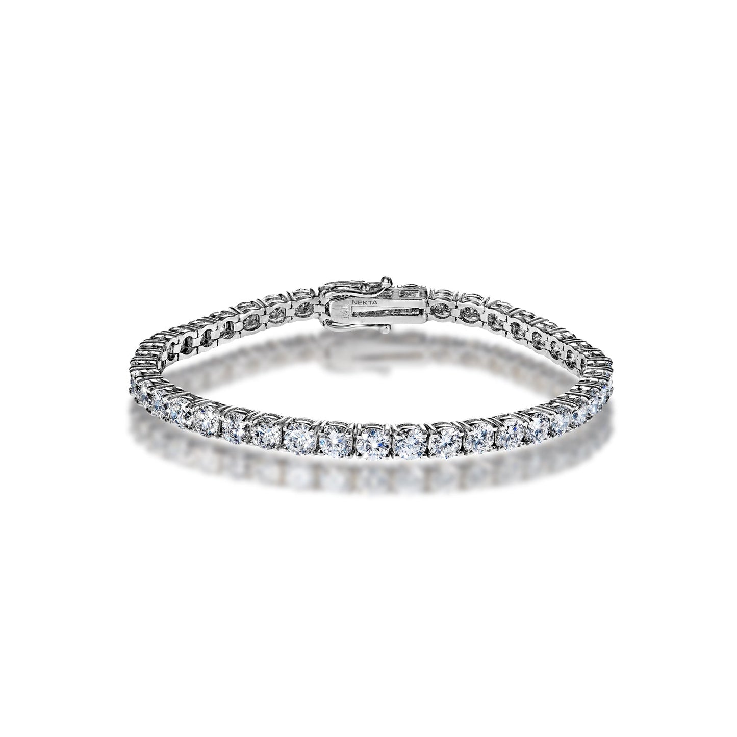 Lenny 10 Carat Round Brilliant Single Row Lab Grown Diamond Bracelet in 14k White Gold Full View