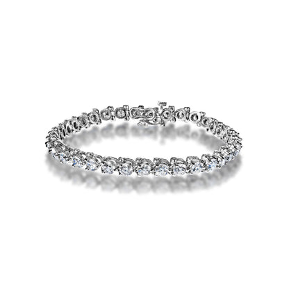 Madelyn 8 Carat Round Brilliant Single Row Diamond Bracelet in 14k White Gold Full View