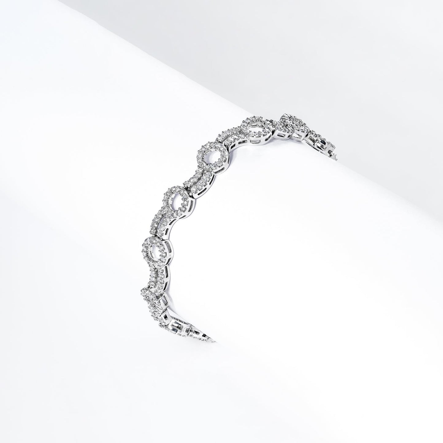 Raelynn 4 Carat Round Brilliant Single Row Diamond Bracelet in 14k White Gold