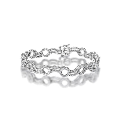 Raelynn 4 Carat Round Brilliant Single Row Diamond Bracelet in 14k White Gold Full View