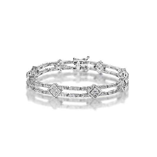 Sloane 3 Carat Round Brilliant Diamond Tennis Bracelet in 14k White Gold Full View