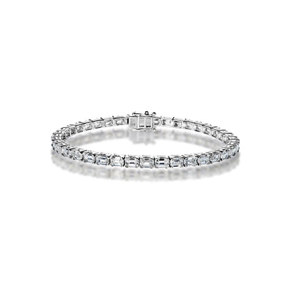 Sienna 13 Carat Emerald Single Row Diamond Tennis Bracelet in 14k White Gold Full View