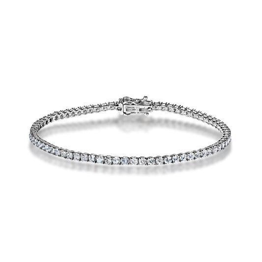 Brynlee 3 Carat Round Brilliant Single Row Diamond Tennis Bracelet in 14k White Gold Full View