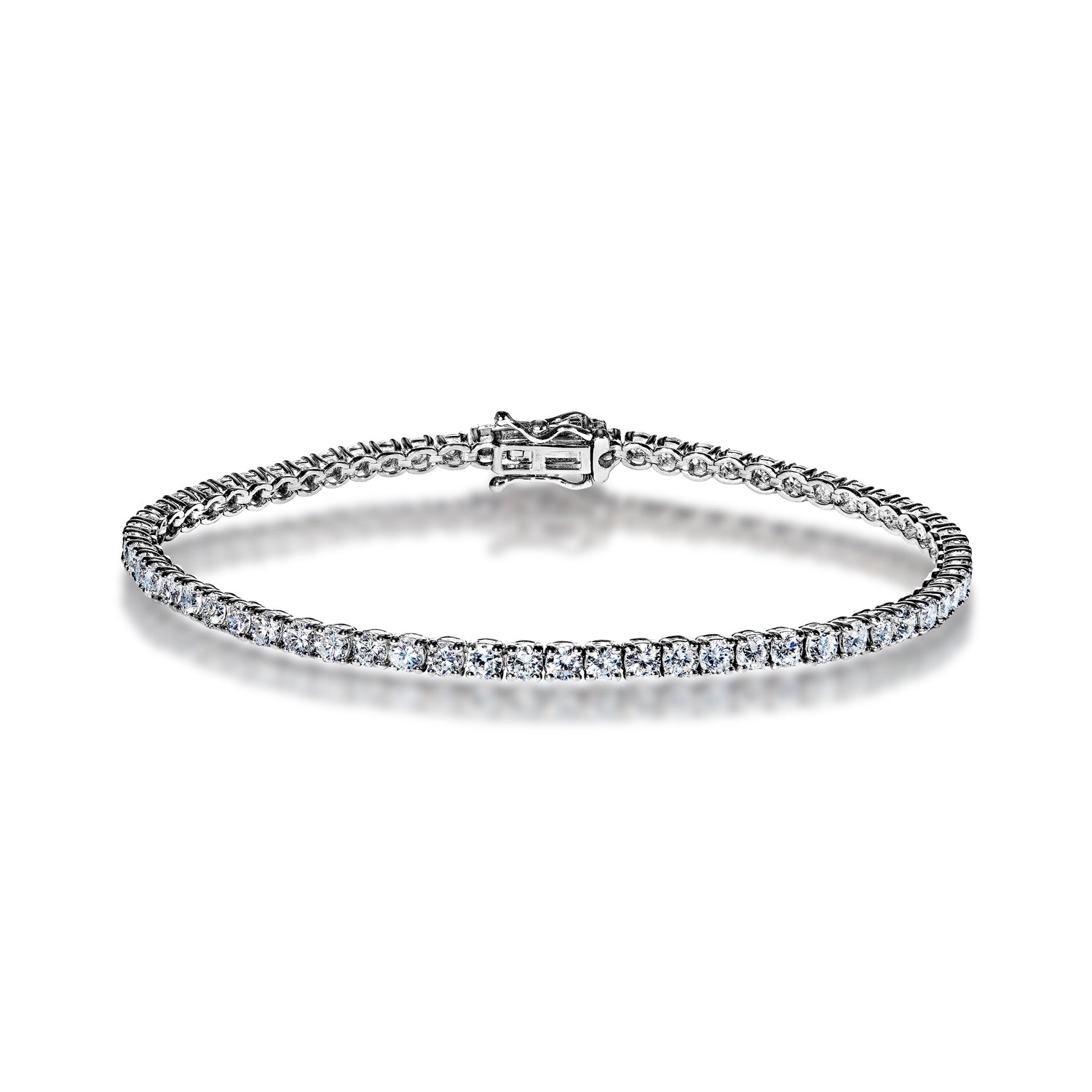 Oakley 5 Carat Round Brilliant Single Row Diamond Tennis Bracelet in 14k White Gold Full View