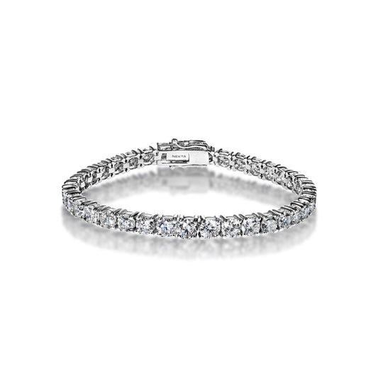 Jovie 13 Carat Round Brilliant Single Row Diamond Tennis Bracelet in 14k White Gold Full View