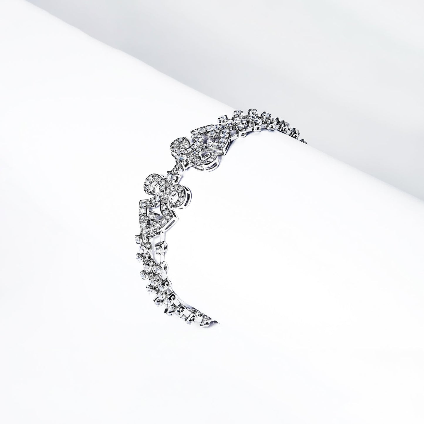 Galilea 19 Carat Round Brilliant 3 Row Diamond Bracelet in 14k White Gold