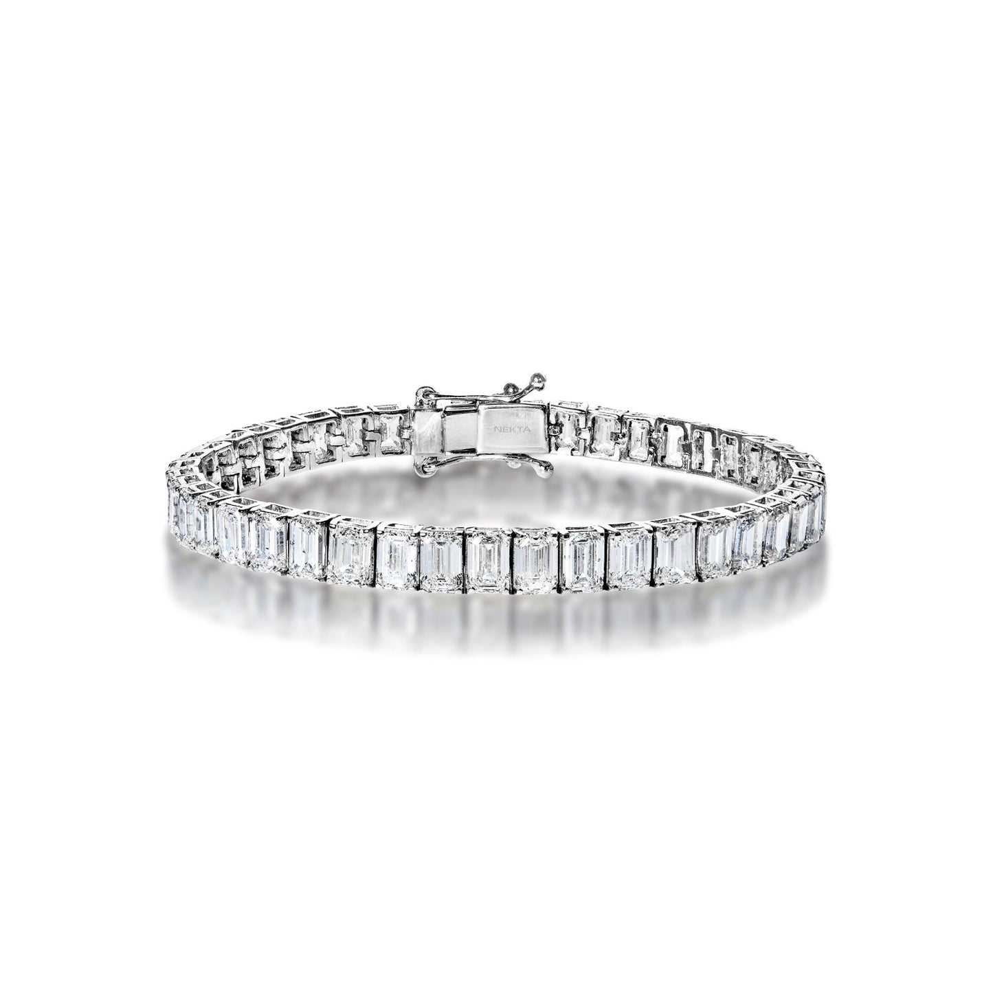 Kallie 24 Carat Emerald Cut Single Row Diamond Tennis Bracelet in 14k White Gold Full View