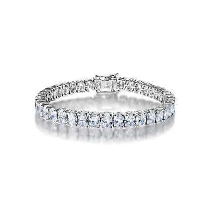 Jessie 21 Carat Oval Cut Single Row Lab Grown Diamond Tennis Bracelet in 14k White Gold Full View