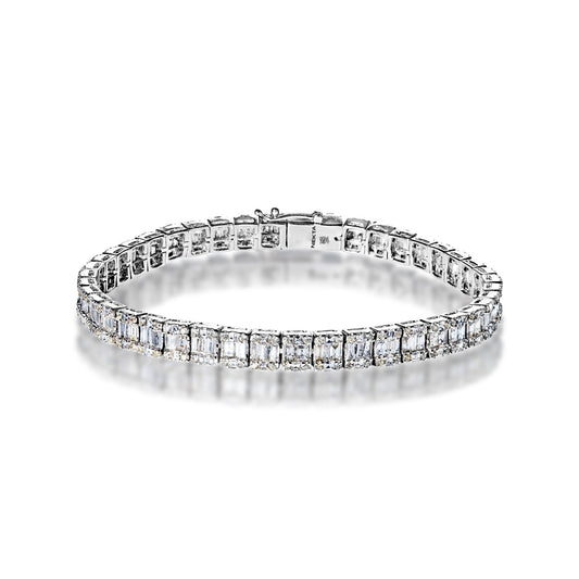 Averi 5 Carat Combine Mix Shape Single Row Diamond Tennis Bracelet in 14k White Gold Full View