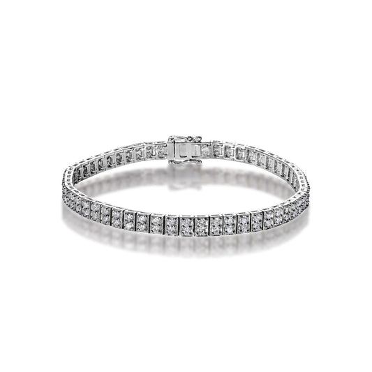 Cleo 3 Carat Round Brilliant Single Row Diamond Tennis Bracelet in 14k White Gold Full View