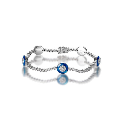 Diamond Evil Eye Protection Bracelet Round Brilliant Bezel Full View