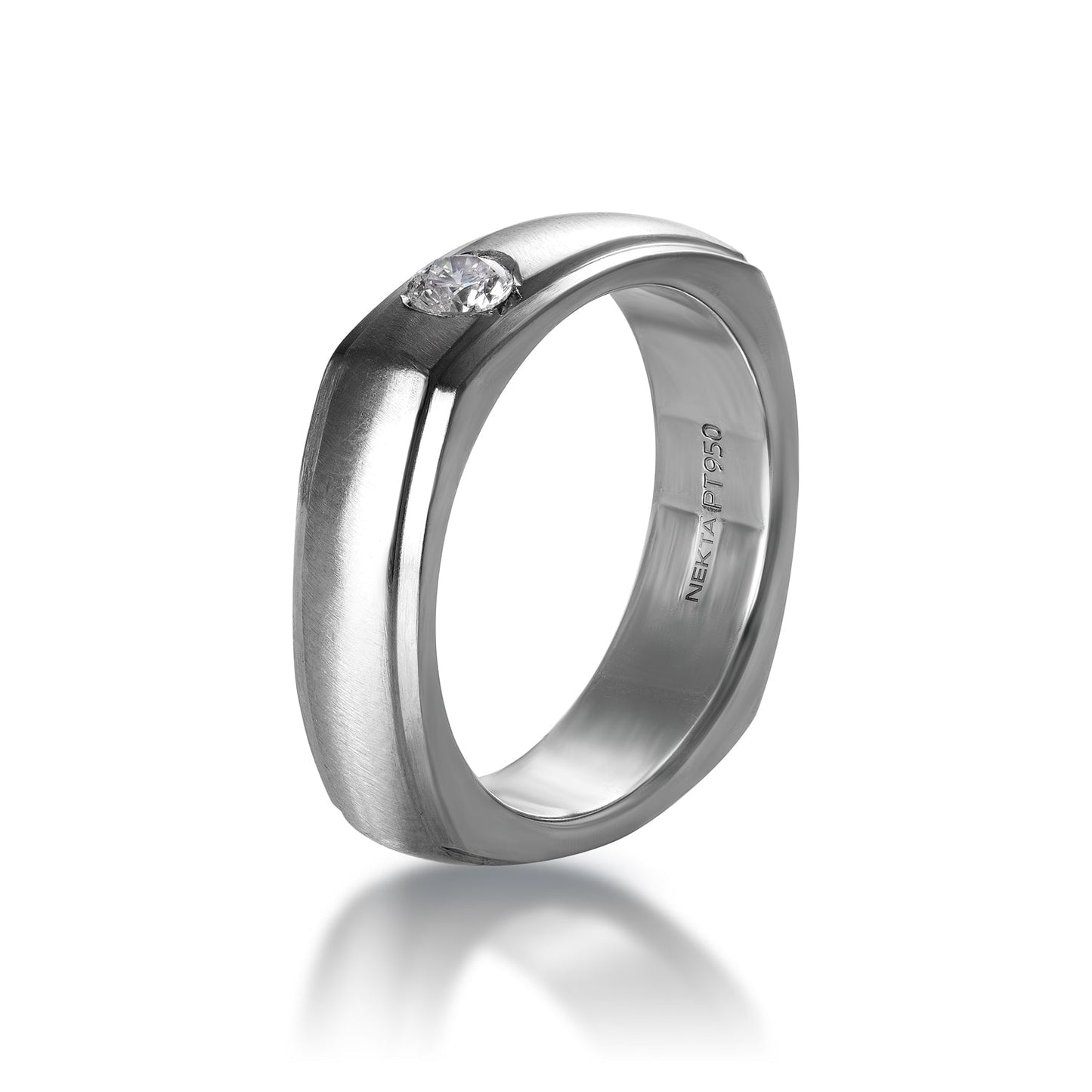 Kyra 0.25 Carat Round Brilliant Diamond Square Men’s Wedding Band in Platinum Side View