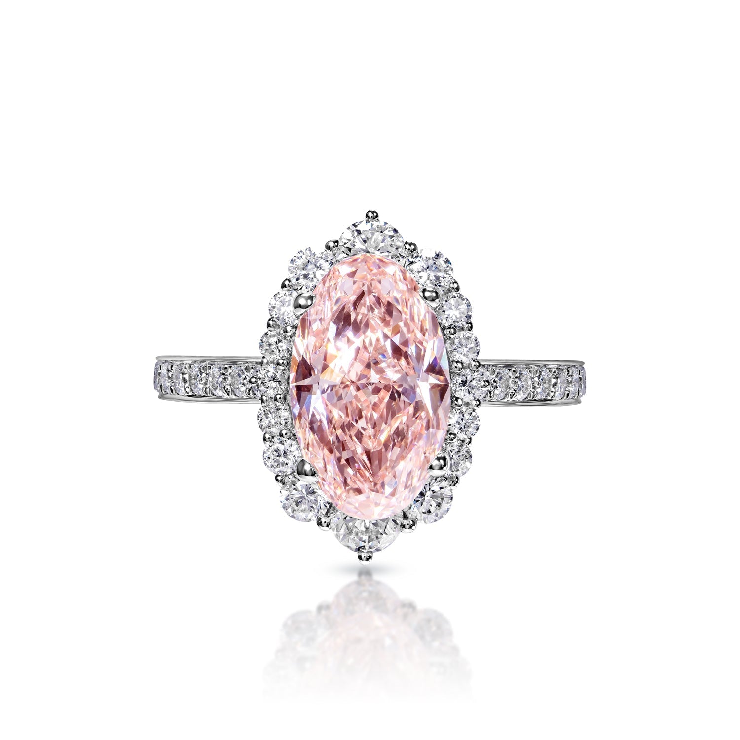 GIA Certified 3.66 Oval Cut Fancy Light Pink Diamond Halo Engagement Ring  For Sale at 1stDibs | pink oval cut diamond ring, pink oval diamond ring, engagement  rings pink diamond