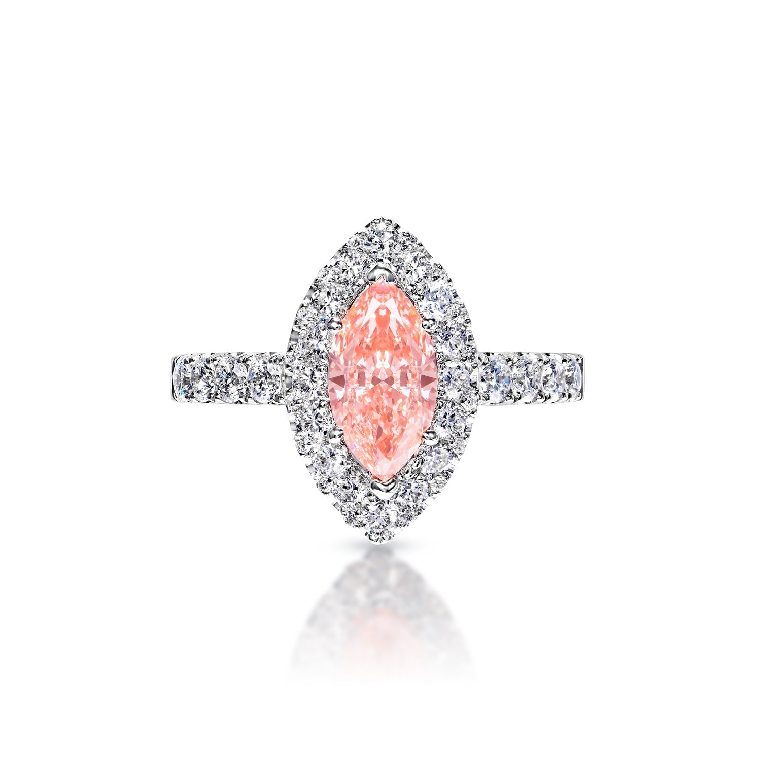 Noemi 2 Carat Fancy Vivid Pink VS1 Marquise Cut Diamond Engagement Ring in  18k White Gold
