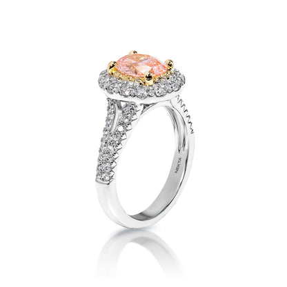 Pearl 2 Carat Fancy Vivid Pink VS1 Oval Cut Diamond Engagement Ring in 18k White Gold